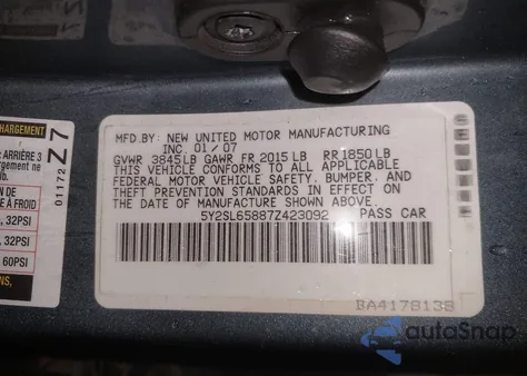2007 Pontiac Vibe from USA, damaged, VIN 5Y2SL65887Z423092